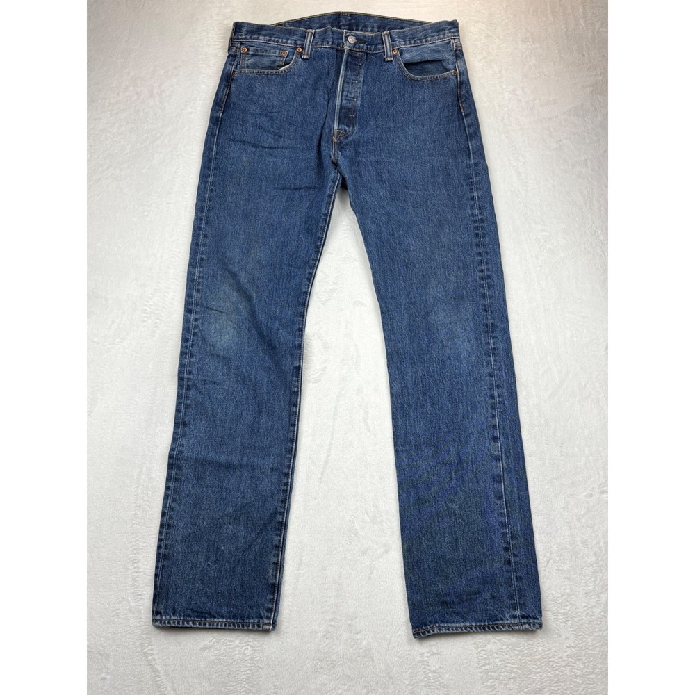 Levis 501 Mens Jeans 36x36 Vintage inspired Light Distress Fade Festival Denim